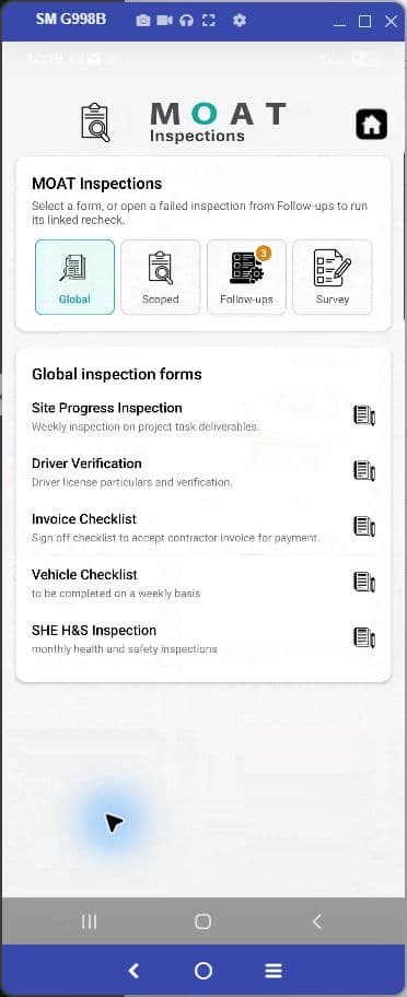 Inspections ready for the field in MOAT SmartOps mobile